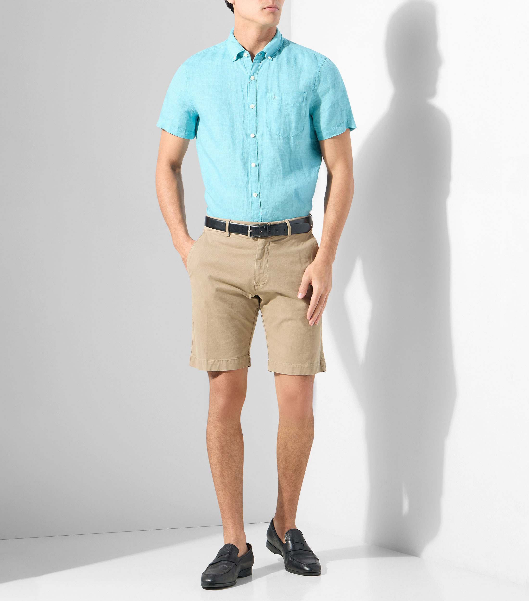 Camisa lisa manga corta Hombre